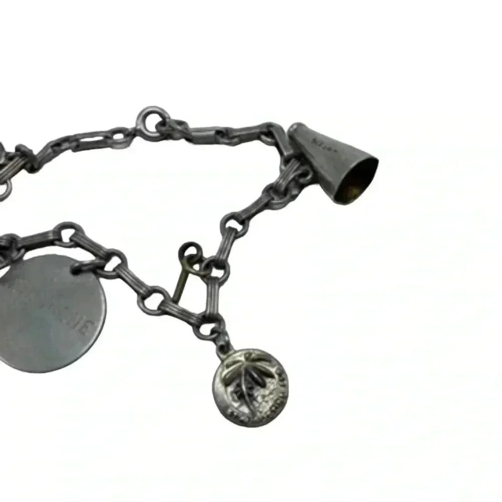 silver vintage box link charm bracelet Texas cheerleader Florida bridesmaid - Picture 7 of 8